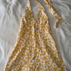 Billabong Yellow Floral Halter Mini Dress